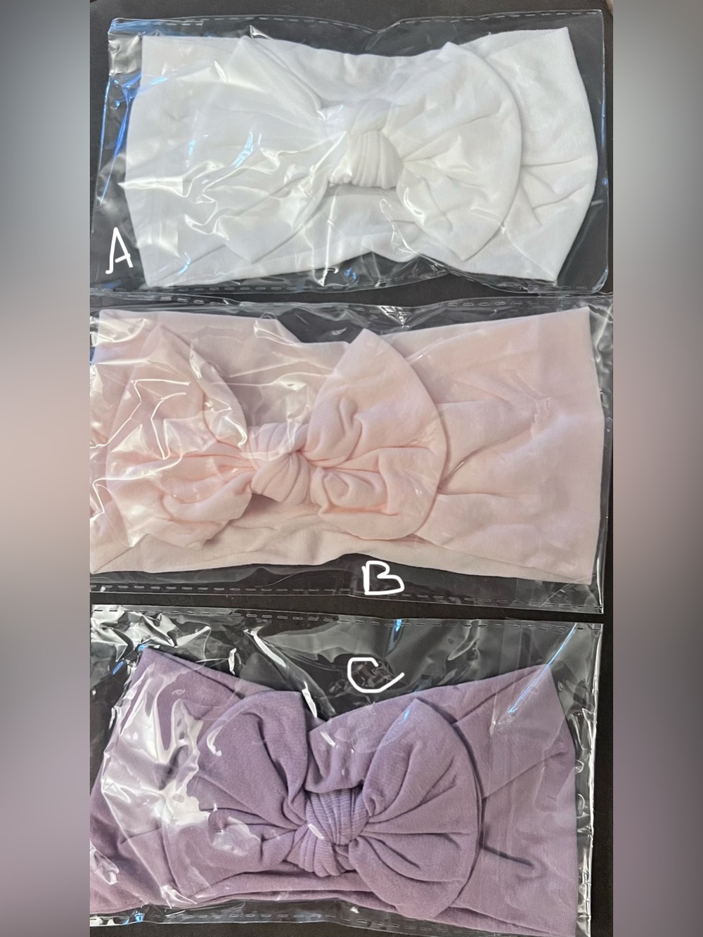 New 1 Pc, Soft Bow  Baby Headband (0-9mo) White, Lt. Pink, Mauve, Buyers choice!